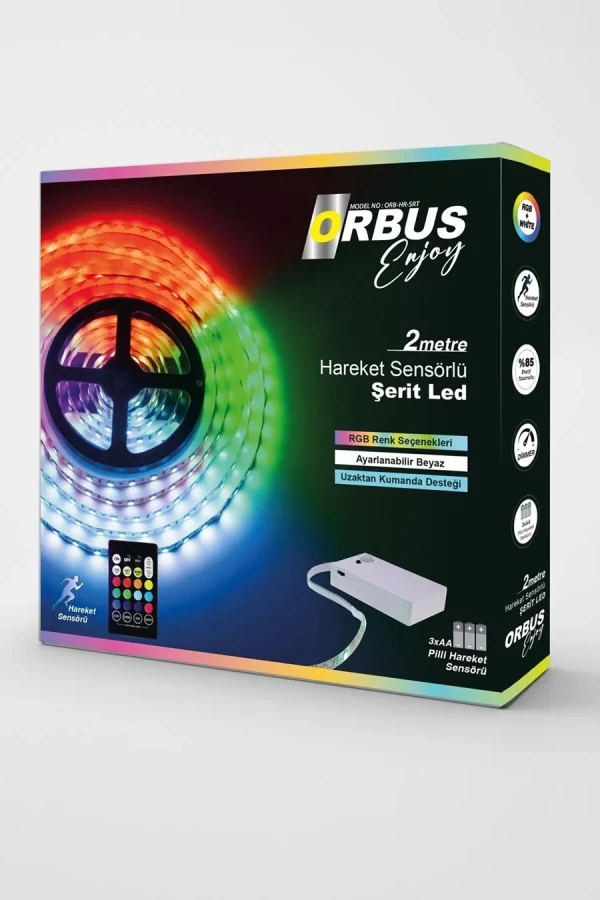 Orbus Hr-srt Hareket Sensörlü 2 Metre Kumandalı Rgb Şerit Led
