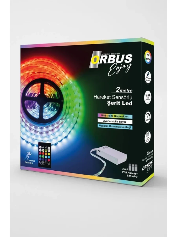 Orbus Hr-srt Hareket Sensörlü 2 Metre Kumandalı Rgb Şerit Led