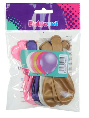 Balloons 12" Metalik Balon 10"lu Karışık Kız Asorti