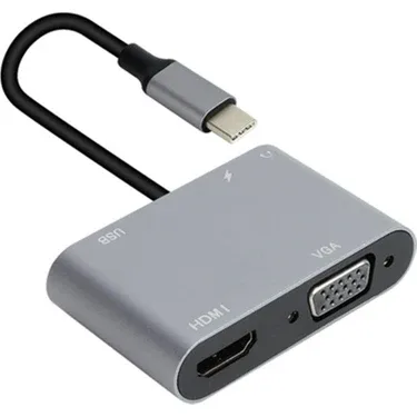 Vcom Cu4511 Type-c To Hdmi Vga Usb Aux Dönüştürücü Adaptör