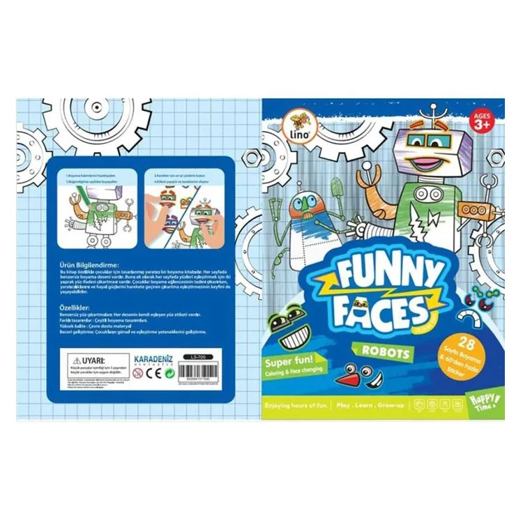 Lino Funny Faces Stıckerlı Boyama Kitabı Robotlar Ls-700