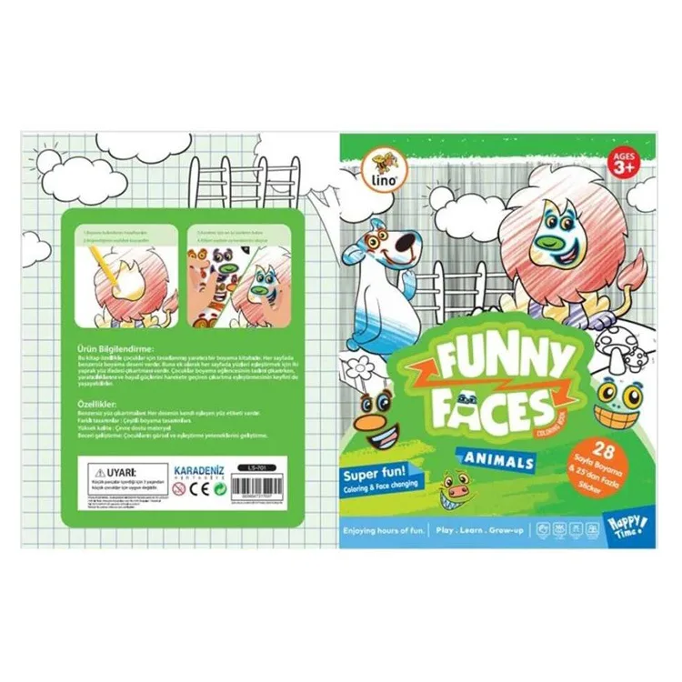 Lino Funny Faces Stıckerlı Boyama Kitabı Hayvanlar Ls-701