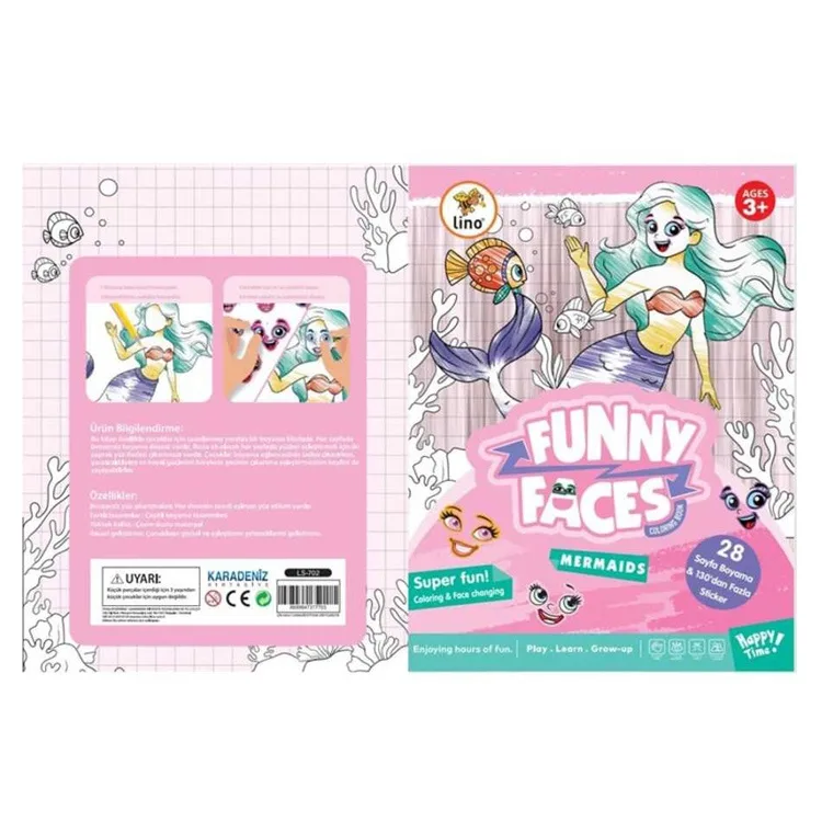 Lino Funny Faces Stıckerlı Boyama Kitabı Deniz Kızı Ls-702