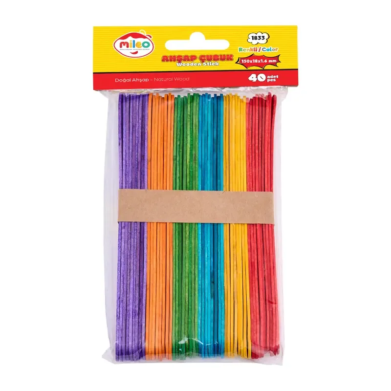 Mileo Geniş Renkli Ahşap Çubuklar 40"lı 1833