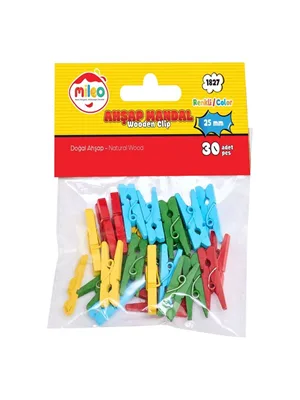 Mileo 25 Mm Ahşap Mandal Renkli 30 Lu 1827