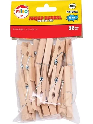 Mileo 25 Mm Ahşap Mandal Renkli 30 Lu 1827
