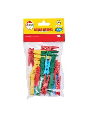 Mileo 25 Mm Ahşap Mandal Renkli 30 Lu 1827