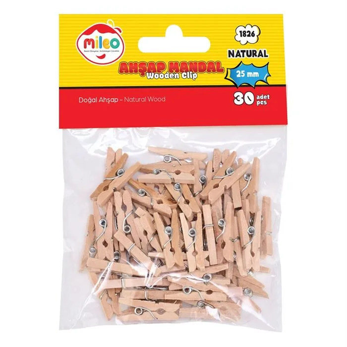 Mileo 25 Mm Ahşap Mandal Naturel 30 Lu 1826