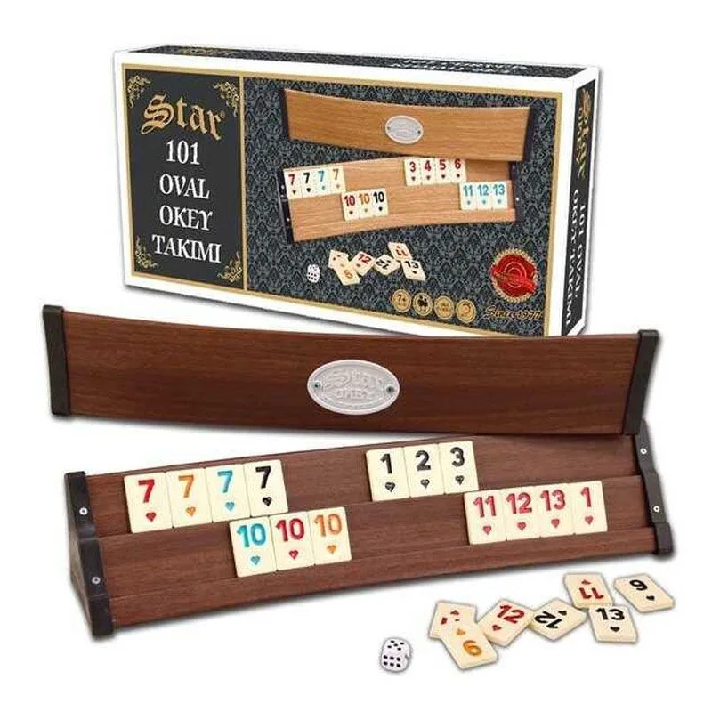 Star 101 Oval Ahşap Okey Takımı Koyu Renk 1010860