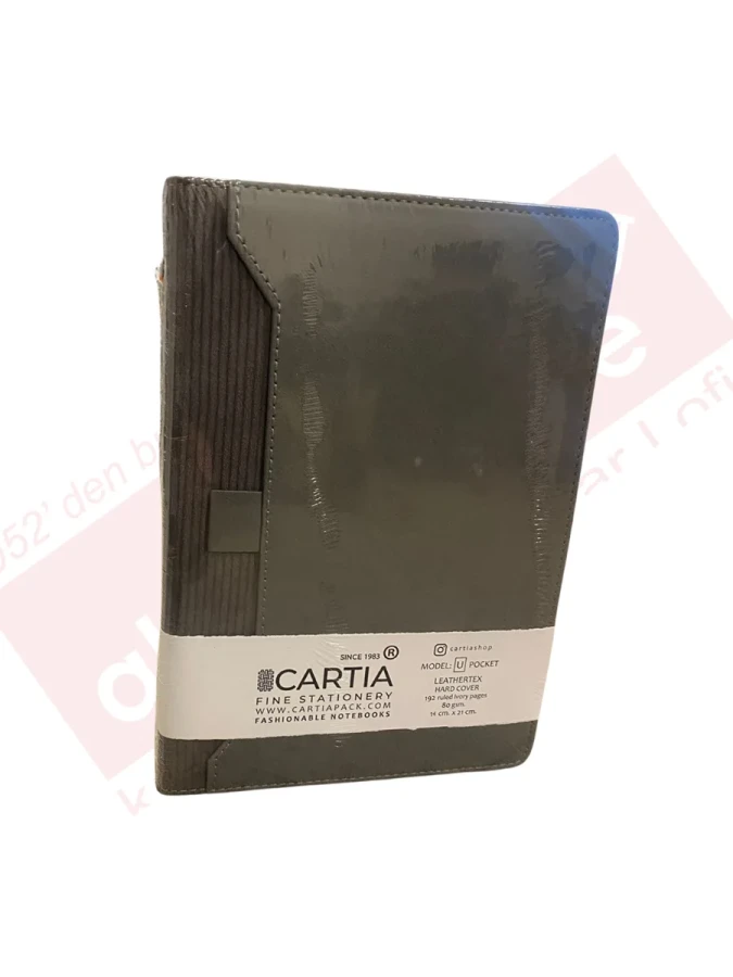 Cartıa A5 Deri Kapak Üstten Cepli Defter Çizgili 80 Yp ( U Model) Crt007