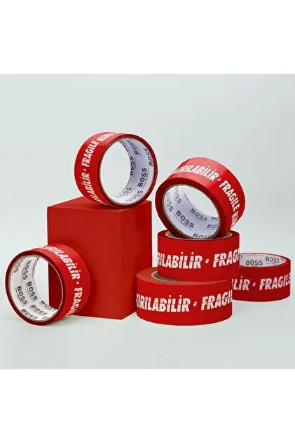 Boss Tape 50 Mmx66 Mt Baskılı Uyarı Bantı Kırmızı (kırılır) Bt-08001