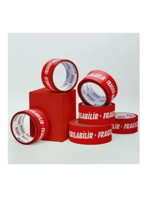 Boss Tape 50 Mmx66 Mt Baskılı Uyarı Bantı Kırmızı (kırılır) Bt-08001