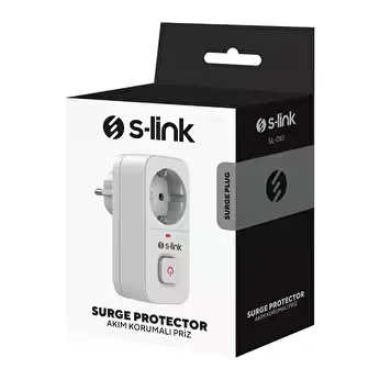 S-link Sl-010 16a-250v 750 Joule Anahtarlı Isıya Duyarlı Akım Korumalı Tekli Priz