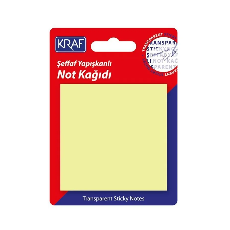 Kraf 76x76 Mm Yapışkanlı Not Kağıdı Şeffaf Sarı 50 Yp 7676tr