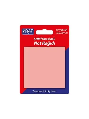 Kraf 76x76 Mm Yapışkanlı Not Kağıdı Şeffaf Mor 50 Yp 7676tr