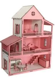 Aka Ahşap Barbi Evi Pembe Brby 06