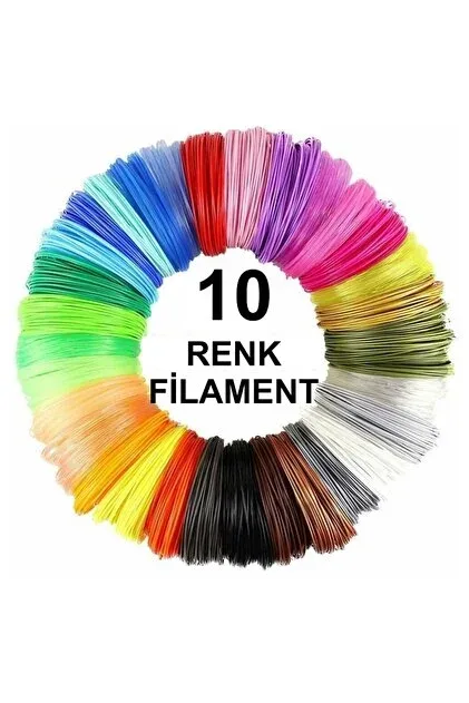 Roboloq 3d Baskı Kalemi Filamenti 10 Renk 10 Metre