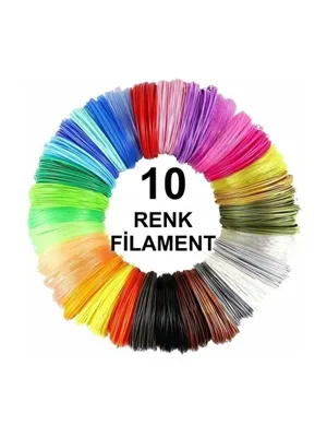 Roboloq 3d Baskı Kalemi Filamenti 10 Renk 10 Metre