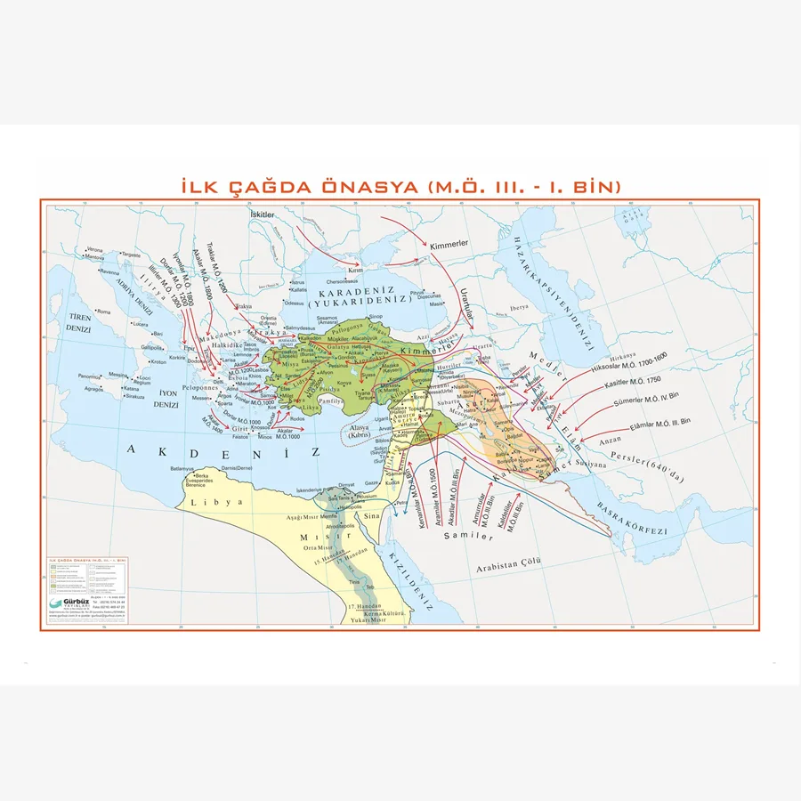 Gürbüz 70x100 İlk Çağda Önasya Haritası