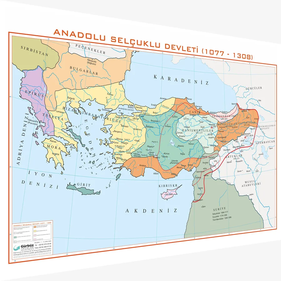 Gürbüz 70x100 Anadolu Selçuklu İmparatorluğu Haritası