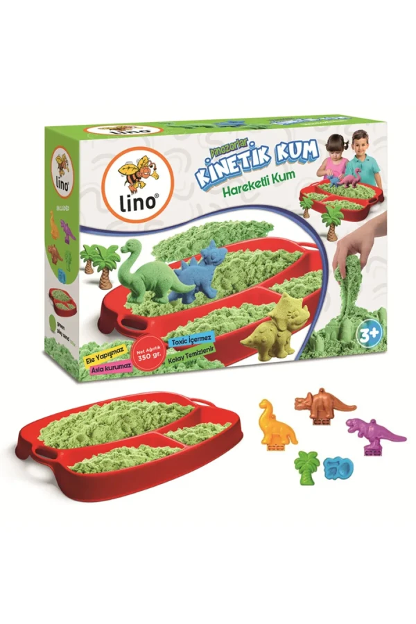 Lino Kinetik Kum Seti Dinazorlar 350 Gr (kum+tepsi+kalıp) Ln-553