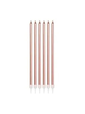 Nedi 19 Cm İnce Çubuk Mum Kartelalı 6"lı Rose Gold 7138-rg