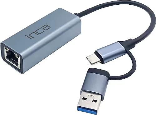 Inca Iutp-01tx Usb-a ve Type-c Girişli Rj45 Ethernet Dönüştürücü Adaptör