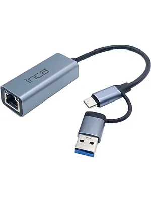 Inca Iutp-01tx Usb-a ve Type-c Girişli Rj45 Ethernet Dönüştürücü Adaptör