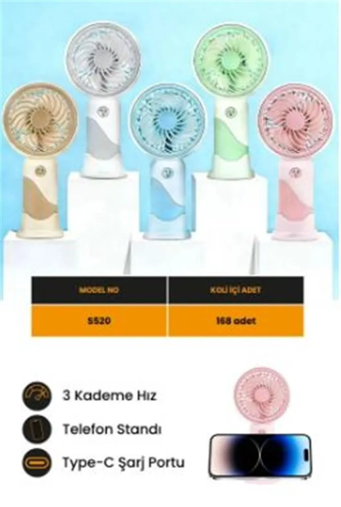 Bolero S520 Mini Şarjlı El Vantilatör Fan