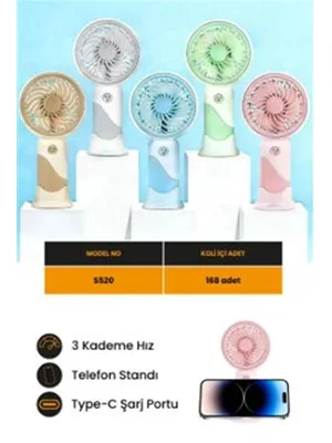 Bolero S520 Mini Şarjlı El Vantilatör Fan