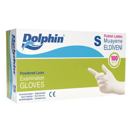 Dolphin Lateks Muayene Eldiveni Pudralı Small 100"lü
