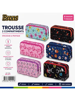 Brons Çift Gözlü Desenli Kalem Çantası Br-4077