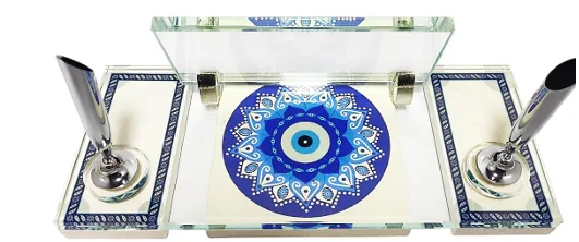 Sade Limra Doğaltaş Kristal Masa İsimliği Çift Kalemli S-449