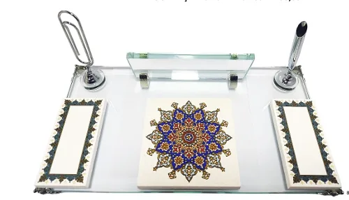 Sade Limra Doğaltaş Kristal Masa İsimliği Çift Kalemli S-456