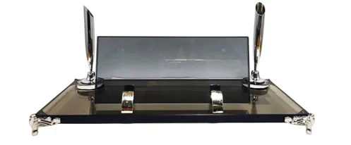Sade Kristal Masa İsimliği Çift Kalemli S-435