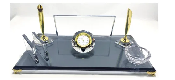 Sade Kristal Masa İsimliği Çift Kalemli Sm-198