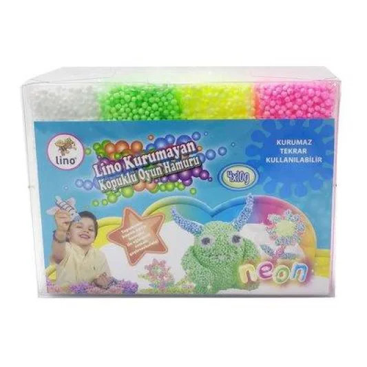 Lino 10 Gr Kurumayan Köpüklü Oyun Hamuru 4"lü Neon Renk 152014