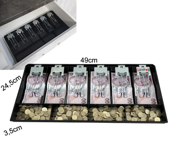 Universal 6 Banknot 4 Madeni Bozuk Para Bölmeli Plastik Para Çekmecesi İçi
