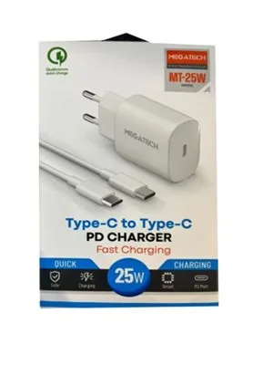 Megatech 120w Type-c To Type-c Kablo ve Şarj Başlığı Set