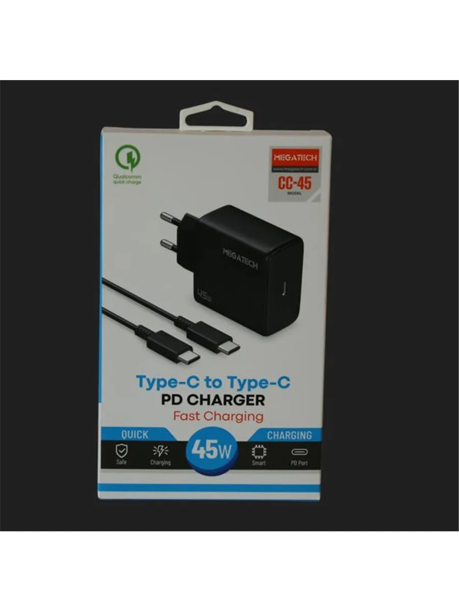 Megatech 45w Type-c To Type-c Kablo ve Şarj Başlığı Set