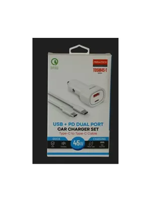 Megatech T05m45-t 45w Usb-a ve Type-c Çıkışlı Araç Çakmaklık Şarj Başlığı