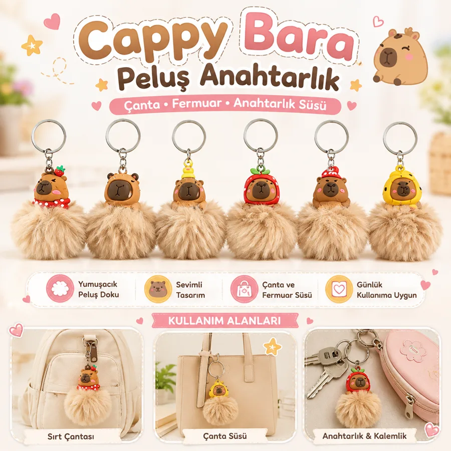 Elif Cappybara Peluş Anahtarlık