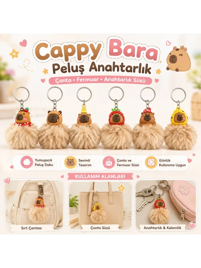 Elif Cappybara Peluş Anahtarlık