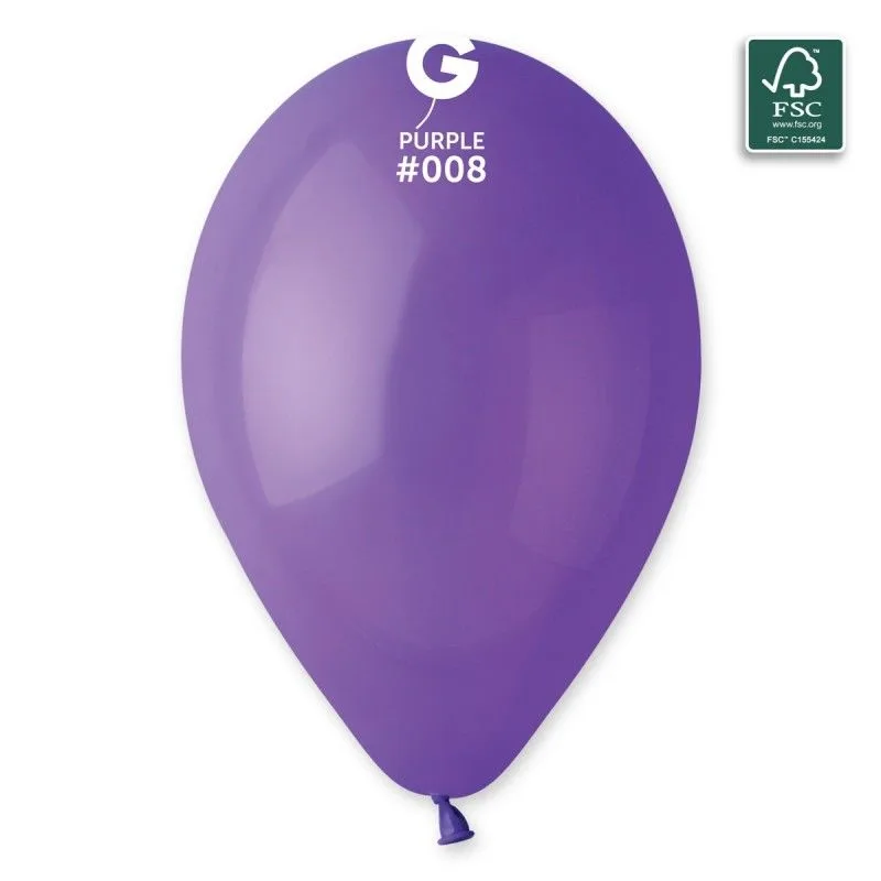 Gemar 13" Düz Renk Balon Mor 100"lü G120008