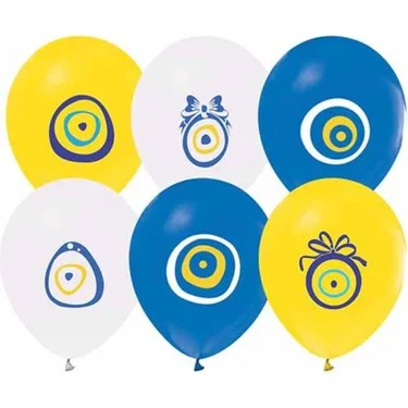 Balloons 12" Balon 10"lu Nazar Temalı Karışık Renk 801506
