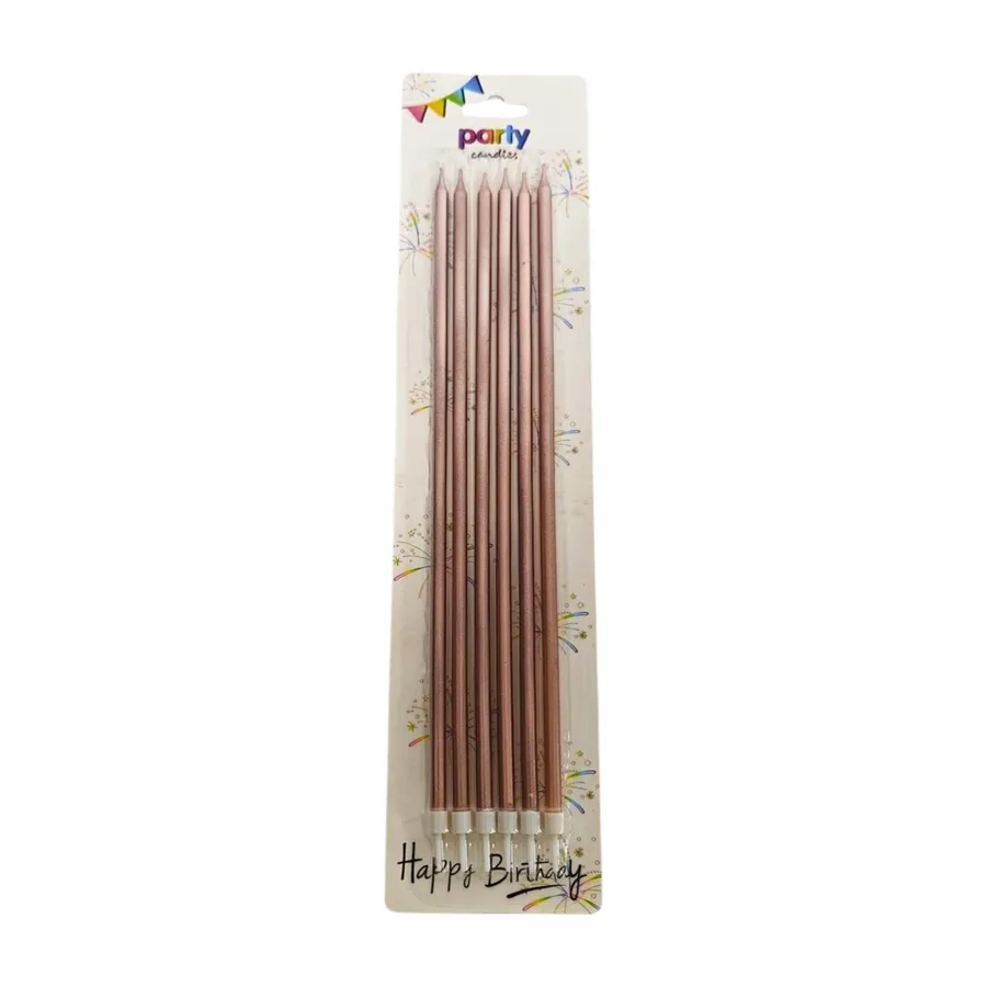 Nedi 25 Cm İnce Uzun Mum 6"lı Rose Gold 81018