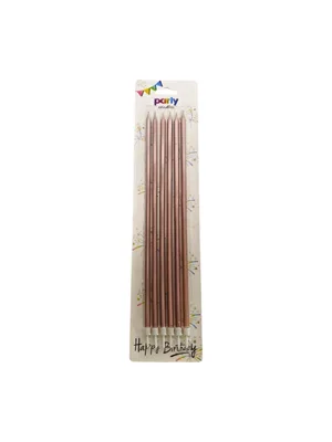 Nedi 25 Cm İnce Uzun Mum 6"lı Rose Gold 81018