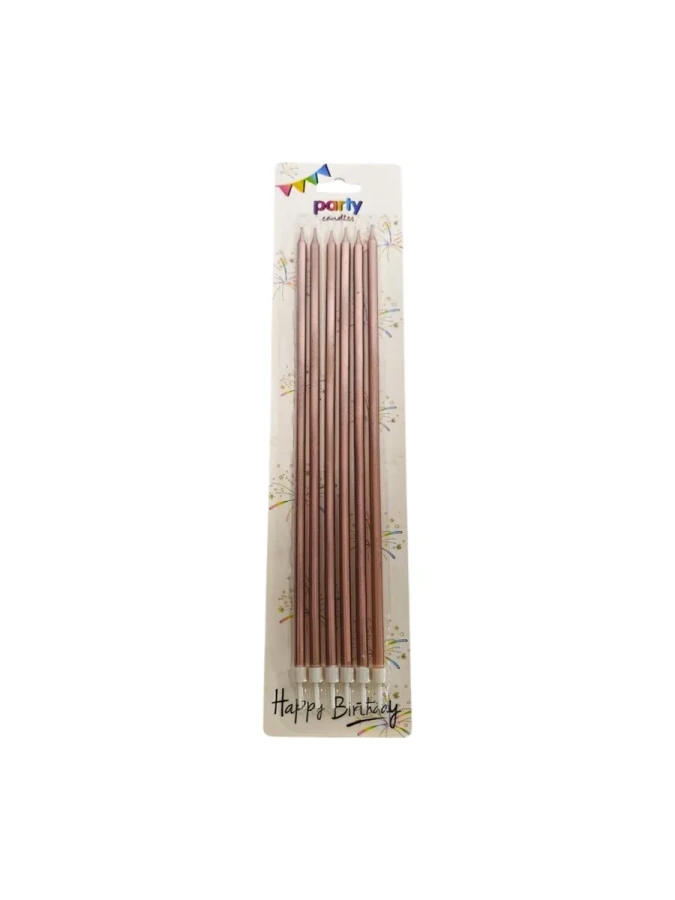 Nedi 25 Cm İnce Uzun Mum 6"lı Rose Gold 81018