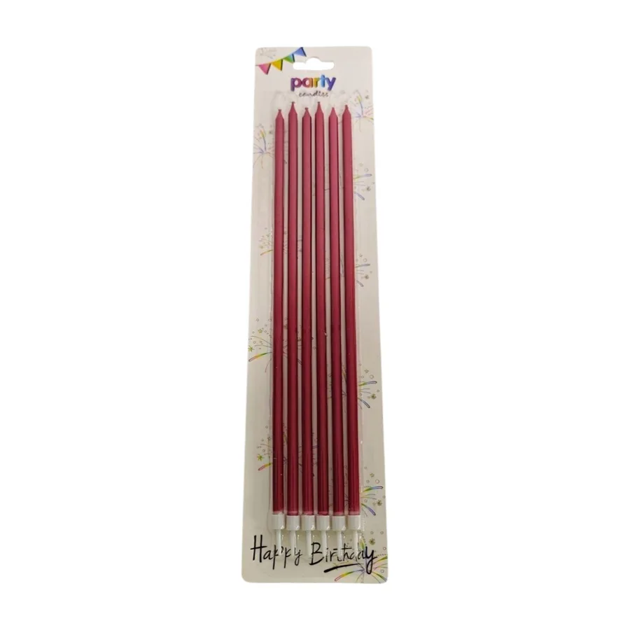 Nedi 25 Cm İnce Uzun Mum 6"lı Kırmızı 81017
