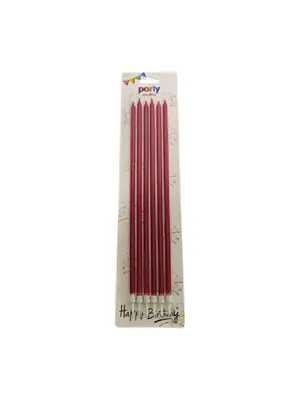 Nedi 25 Cm İnce Uzun Mum 6"lı Kırmızı 81017